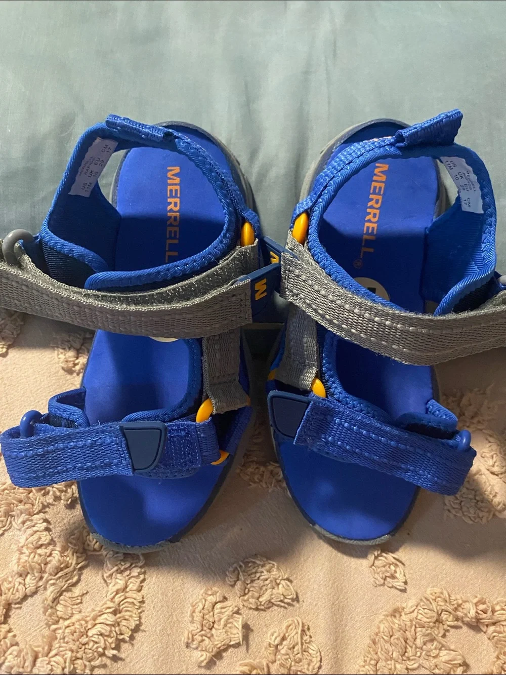 Merrell Kids Royal Blue and Gray Hook-and-Loop Sandals NWOT